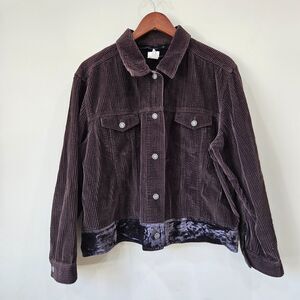J. Jill Womens Velvet Corduroy Blazer Jacket Large Brown Western Neutral Outdoor